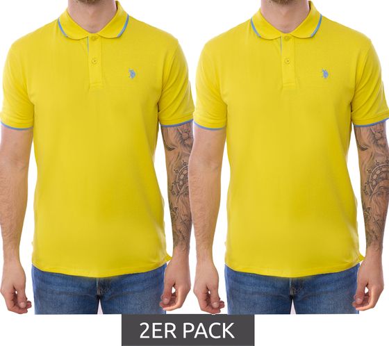 2-pack U.S. POLO ASSN. men's polo shirt basic shirt cotton shirt short-sleeved shirt 197 63899 52520 115 yellow/light blue