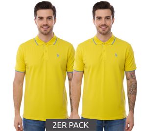 2er Sparpack U.S. POLO ASSN. Herren Polo-Shirt Basic-Shirt Baumwoll-Shirt Kurzarm-Shirt 197 63899 52520 115 Gelb/Hellblau