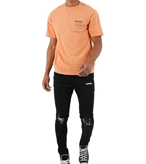 Sixth June Barcode Herren Baumwoll-Shirt Kurzarm-Shirt modisches T-Shirt Rundhals-Shirt 22310 Orange