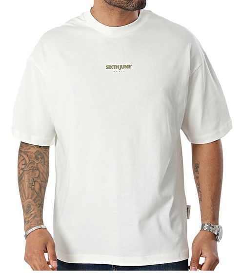 T-shirt pour homme Sixth June Azulejos avec grand imprimé dans le dos Chemise en coton à col rond 23981 Blanc