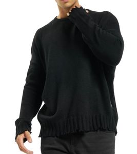 Sixth June Herren Strick-Pullover Alltags-Pulli mit Fransen Rundhals-Pullover M3041IKN Schwarz