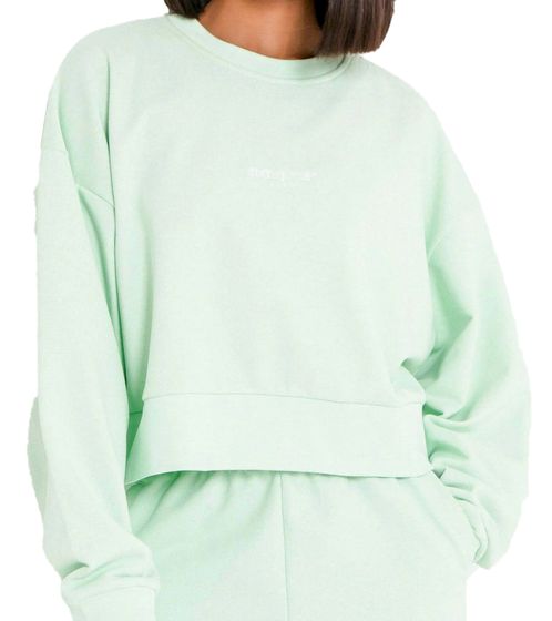 Pull court pour femme Sixth June avec broderie Sixth June Pull col rond Chemise à manches longues W33810ESW Vert menthe