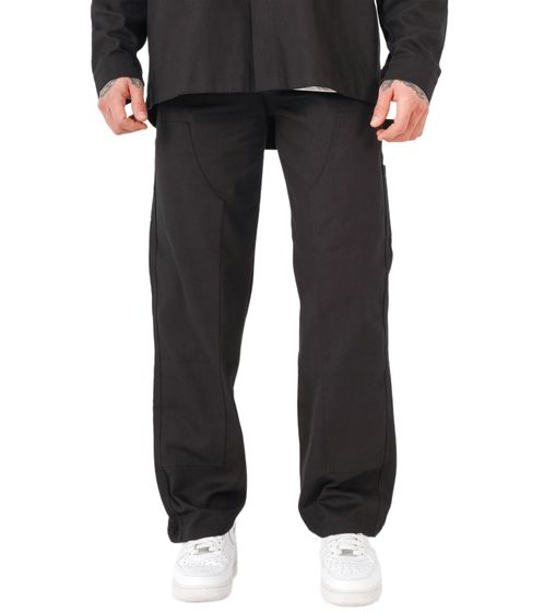 Pantalon cargo pour homme Sixth June avec boutons à la cheville Pantalon en coton avec grandes poches sur les jambes 23340-SBLA Noir