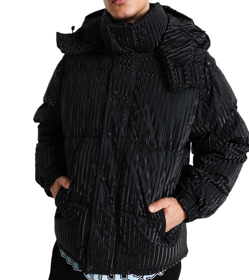 Sixth June Herren Puffer-Jacke im Oversized-Stil Winter-Jacke glänzende Outdoor-Jacke mit gewelltem Steppstoff M23360MOW Schwarz