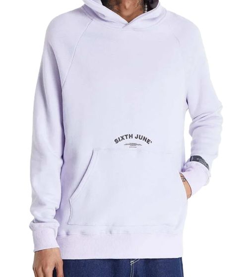 Sixth June Curved Hoodie Men's Cotton Sweater with Brand Lettering Hooded Sweater 22576 Lilac