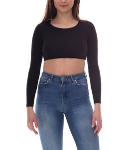 Sixth June Open Back Ribbed Women's Crop Top with Open Back Long Sleeve Top Ribbed Summer Shirt W33668KTO Black Sixth June Open Back Ribbed Women's Crop Top with Open Back Long Sleeve Top Ribbed Summer Shirt W33668KTO Black