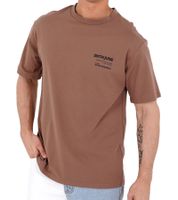 T-shirt pour homme Sixth June Barcode avec imprimé code-barres Chemise à col rond en mélange de coton doux Chemise à manches courtes 22310 Marron