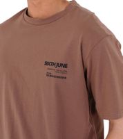 T-shirt pour homme Sixth June Barcode avec imprimé code-barres Chemise à col rond en mélange de coton doux Chemise à manches courtes 22310 Marron