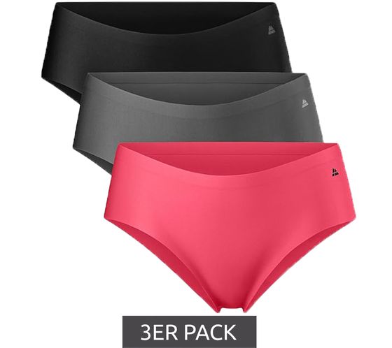 Pack of 3 DANISH ENDURANCE women's seamless briefs, invisible and sustainable sports hipsters 107000 black/grey/pink