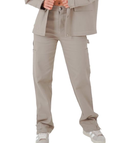 Pantaloni cargo da donna Sixth June Carpenter con cinturini da carpentiere Pantaloni in cotone W33686CPA Beige