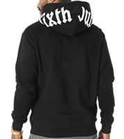 Sixth June Herren Kapuzen-Pullover mit Schriftzug auf der Kapuze Hoodie mit Baumwollanteil Langarm-Shirt M23479PSW Schwarz