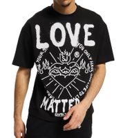 Camisa de algodón para hombre con estampado grande en el frente Love Matters de Sixth June, camiseta de manga corta, color negro M12434ETS