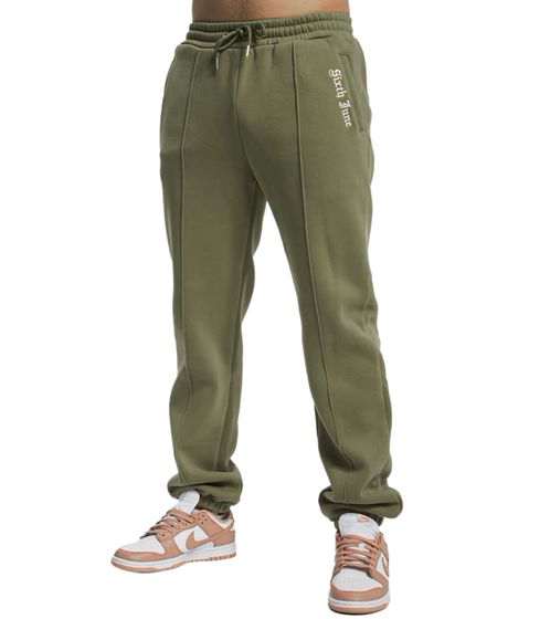 Sixth June Logo Herren Jogginghose mit Ziernaht Fleece-Jogger mit Logo-Stickerei 22788 Khaki