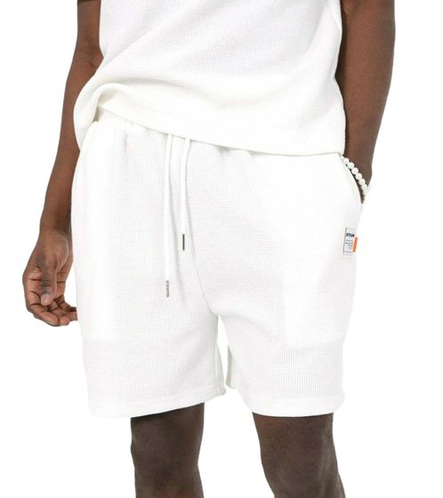 Sixth June Waffle Herren Sweat-Shorts kurze Sommer-Hose mit Baumwollanteil modische Sommer-Hose 22905 Weiß