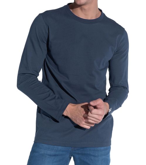 COURSE Herren Longssleeve Baumwoll-Pullover Langarm-Shirt Rundhals-Pullover 901800 Dunkelblau