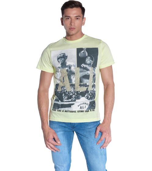 COURSE Herren T-Shirt mit großem Muhammad Ali Aufdruck Baumwoll-Shirt Rundhals-Shirt 900530 Gelb