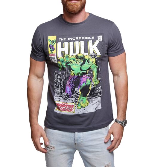 T-shirt pour homme COURSE X MARVEL avec motif The Incredible Hulk T-shirt col rond Fan Shirt 900555T Gris