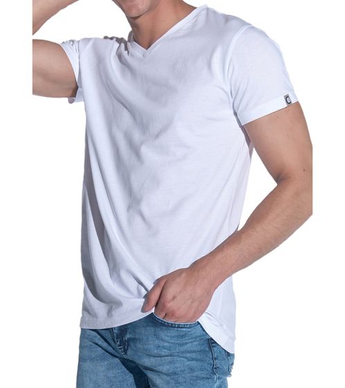 COURSE T-Shirt Uomo con Scollo a V in Cotone Girocollo 900809 Bianco