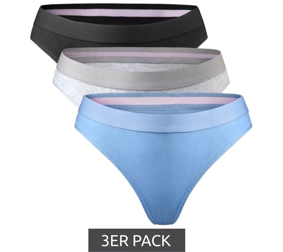 Pack de 3 tangas de algodón orgánico DANISH ENDURANCE para mujer, ropa interior de algodón orgánico 79000 gris/negro/azul