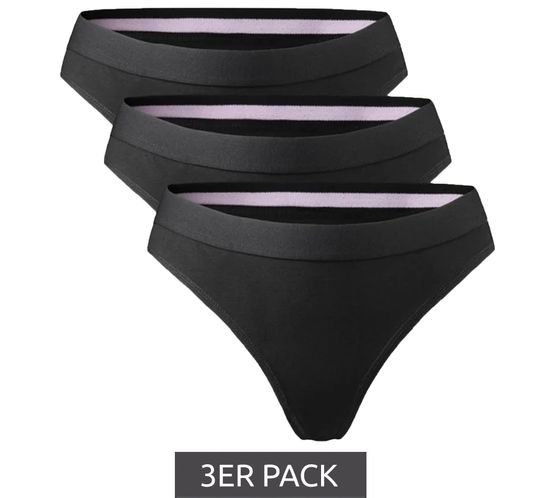 Pack de 3 tangas de algodón orgánico DANISH ENDURANCE para mujer, ropa interior de algodón orgánico 79000 negro