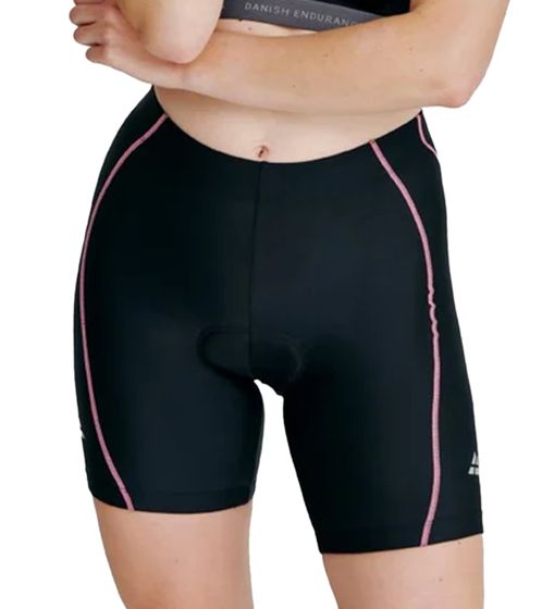 DANISH ENDURANCE Damen Radhose Fahrrad-Hose mit Polster kurz Sport-Hose 127000 Schwarz/Pink