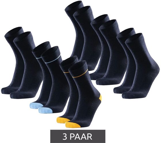 3 pares de calcetines largos DANISH ENDURANCE Merino Dress para hombre y mujer con lana merino antibacteriana 64000 Azul marino/Azul/Amarillo