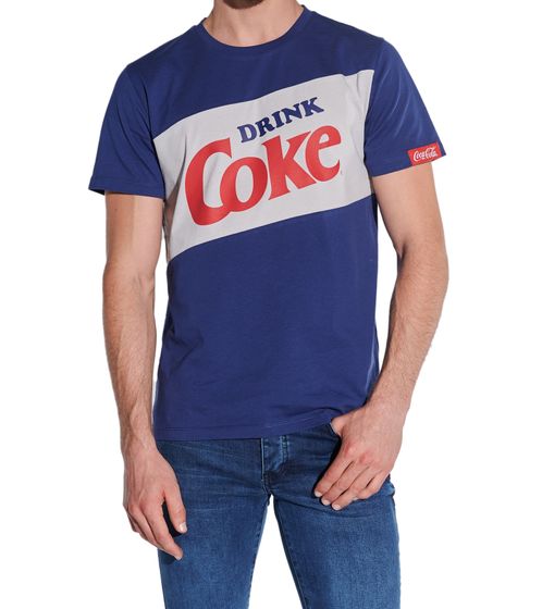 COURSE X Coca Cola Camiseta de hombre con estampado "DRINK Coke" Camisa de algodón de cuello redondo 901019 Azul/Gris