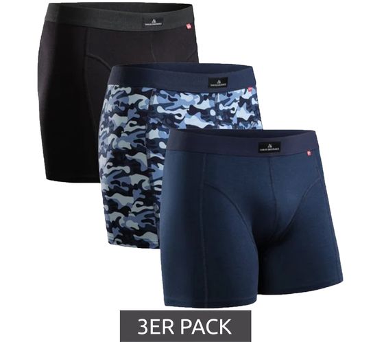 Lot de 3 boxers classiques DANISH ENDURANCE pour homme Sous-vêtements durables Certifiés OEKO-TEX 67000 Noir/Bleu/Coloré