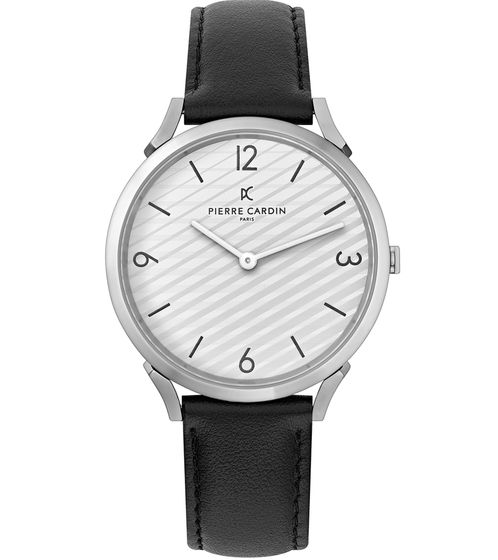 Reloj de hombre Pierre Cardin Reloj analógico de cuarzo con correa de piel 3ATM 39mm CPI.2016 Plata/Negro/Blanco