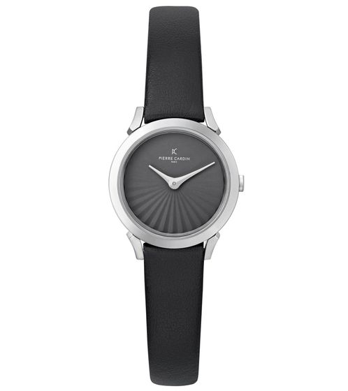 Reloj de señora Pierre Cardin de cuarzo analógico con esfera sencilla y correa de piel 3ATM 27 mm CPI.2510 Negro/Plata