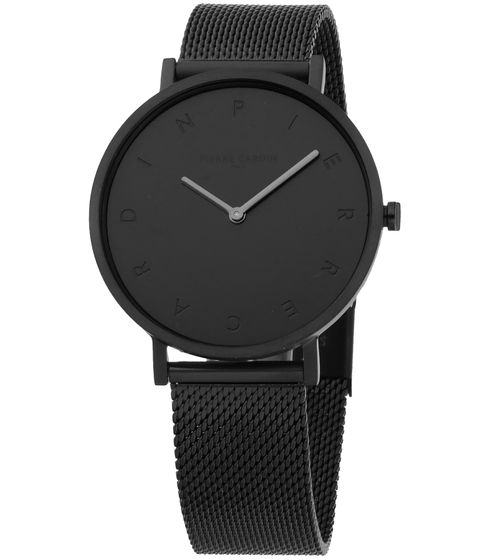 Pierre Cardin Damen Armband-Uhr schlichtes Ziffernblatt analoge Quarz-Uhr mit Edelstahl-Armband 3ATM 39mm CBV.1054 Schwarz