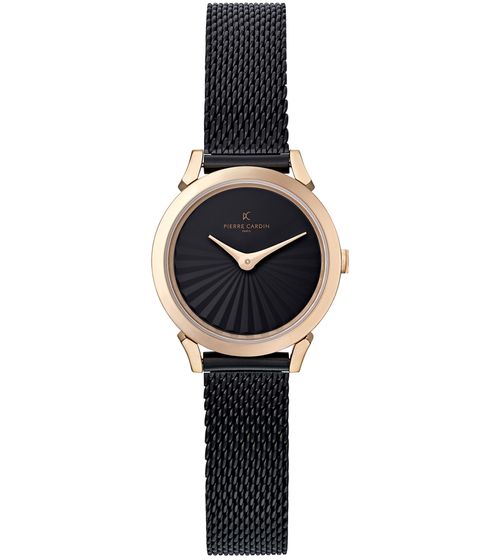 Orologio da donna Pierre Cardin quadrante semplice analogico al quarzo con cinturino in pelle 3ATM 27mm CPI.2516 Nero/Oro