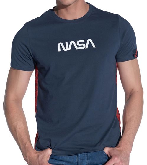 COURSE X NASA Herren T-Shirt mit NASA Print Rundhals-Shirt aus Baumwolle 900091 Dunkelblau