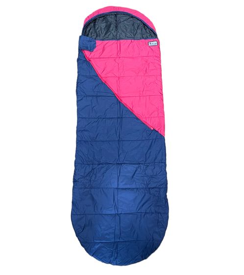 ACTIVA Cocoon sleeping bag with temperature range from 5°C to -20°C water-repellent with compression bag 3-4 seasons 200 x 75cm blue/pink