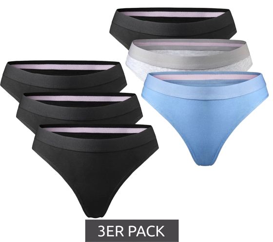 Confezione da 3 DANISH ENDURANCE Perizoma in cotone biologico da donna Slip tanga in cotone biologico Intimo 79000 Nero/Grigio/Blu