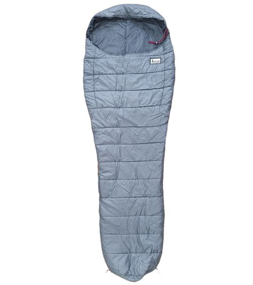 Saco de dormir momia ACTIVA con rango de temperatura de 5°C a -20°C repelente al agua con bolsa de compresión 3-4 estaciones 200 x 75cm gris