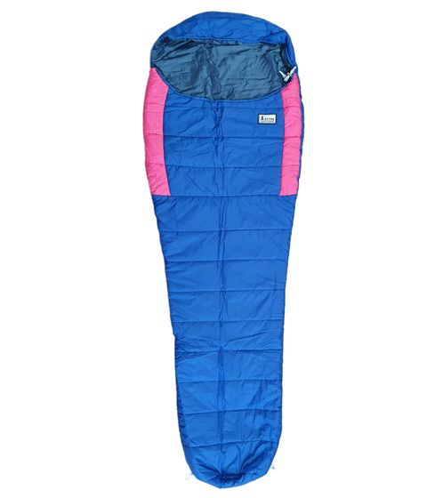 ACTIVA Mummy sleeping bag with temperature range from 5°C to -20°C water-repellent with compression bag 3-4 seasons 200 x 75cm Navy/Pink