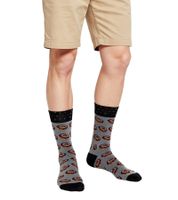 1 pairs of Moustard Donut cotton socks with glazed donuts patterned long socks 18S-DON gray/brown