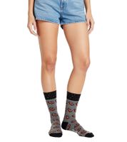 1 pairs of Moustard Donut cotton socks with glazed donuts patterned long socks 18S-DON gray/brown