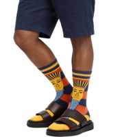 1 Paar Moustard Baumwoll-Socken mit Abbildung des Pharaos Tutanchamun gestreifte lange Strümpfe 20S-TUTAN Blau/Rot/Gold