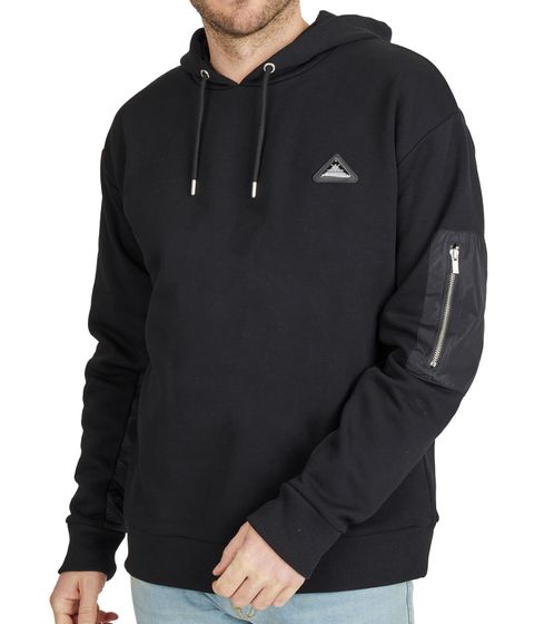 steffen klein Herren Hoodie mit aufgesetzter Tasche Baumwoll-Kapuzen-Pullover Sweater 900711 Schwarz