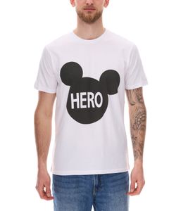 COURSE  Topolino T-shirt da uomo con stampa HERO in cotone girocollo 901869 bianco
