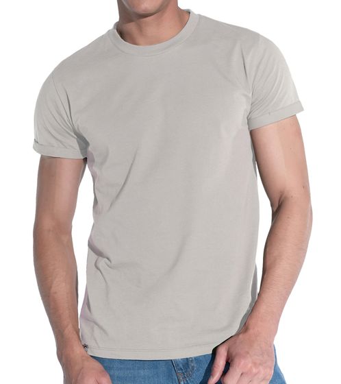 COURSE Camiseta de hombre con mangas enrollables Camisa de algodón Camisa de cuello redondo 900910 Beige