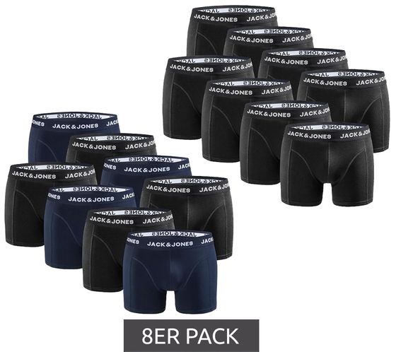 Pack de 8 calzoncillos tipo bóxer para hombre JACK & JONES de algodón transpirable, ropa interior 12259926 Negro/Azul oscuro o Negro