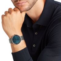 Pierre Cardin Herren Armband-Uhr analoge Quarz-Uhr mit Textil-Armband 3ATM 42mm CBV.1034 Grau/Blau