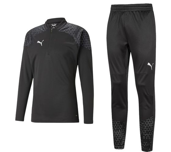 PUMA teamCup Herren Troyer-Pullover oder Jogging-Hose mit DryCell-Technologie Trainings-Shirt grafischem Design Sport-Hose Fitness-Pullover Sport-Ausrüstung Schwarz