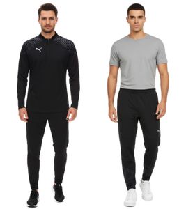 PUMA teamCup Maglione Troyer da uomo o pantaloni da jogging con tecnologia DryCell Maglietta da allenamento Design grafico Pantaloni sportivi Maglione fitness Attrezzatura sportiva Nero