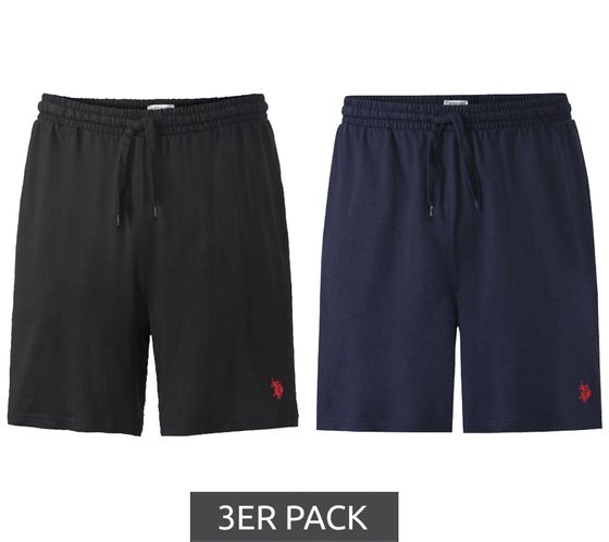 Paquet de 3 États-Unis U.S. POLO ASSN. Shorts de loisirs et de sport pour hommes, shorts de fitness légers avec logo américain. Short brodé Polo US16738 Noir/Rouge ou Bleu Foncé/Rouge