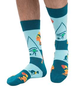 1 Paar Moustard Eye of Horus Baumwoll-Socken mit ägyptischen Symbolen gemusterte lange Strümpfe 20S-EYEH Blau/Gelb/Orange/Grün