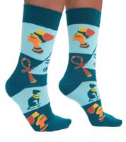 1 pares de calcetines de algodón Ojo de Horus color mostaza con estampado de símbolos egipcios medias largas 20S-EYEH Azul/Amarillo/Naranja/Verde